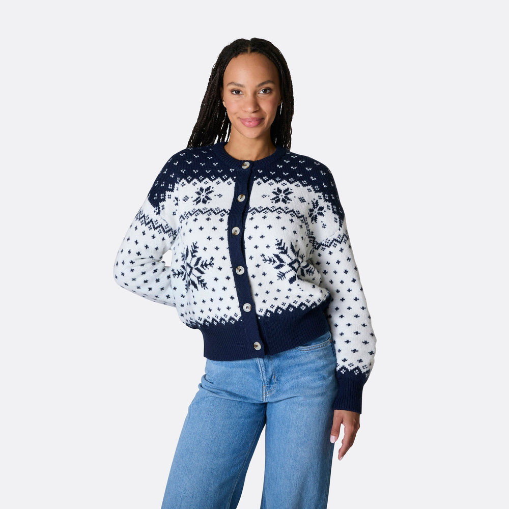 Women's Blue Christmas Cardigan