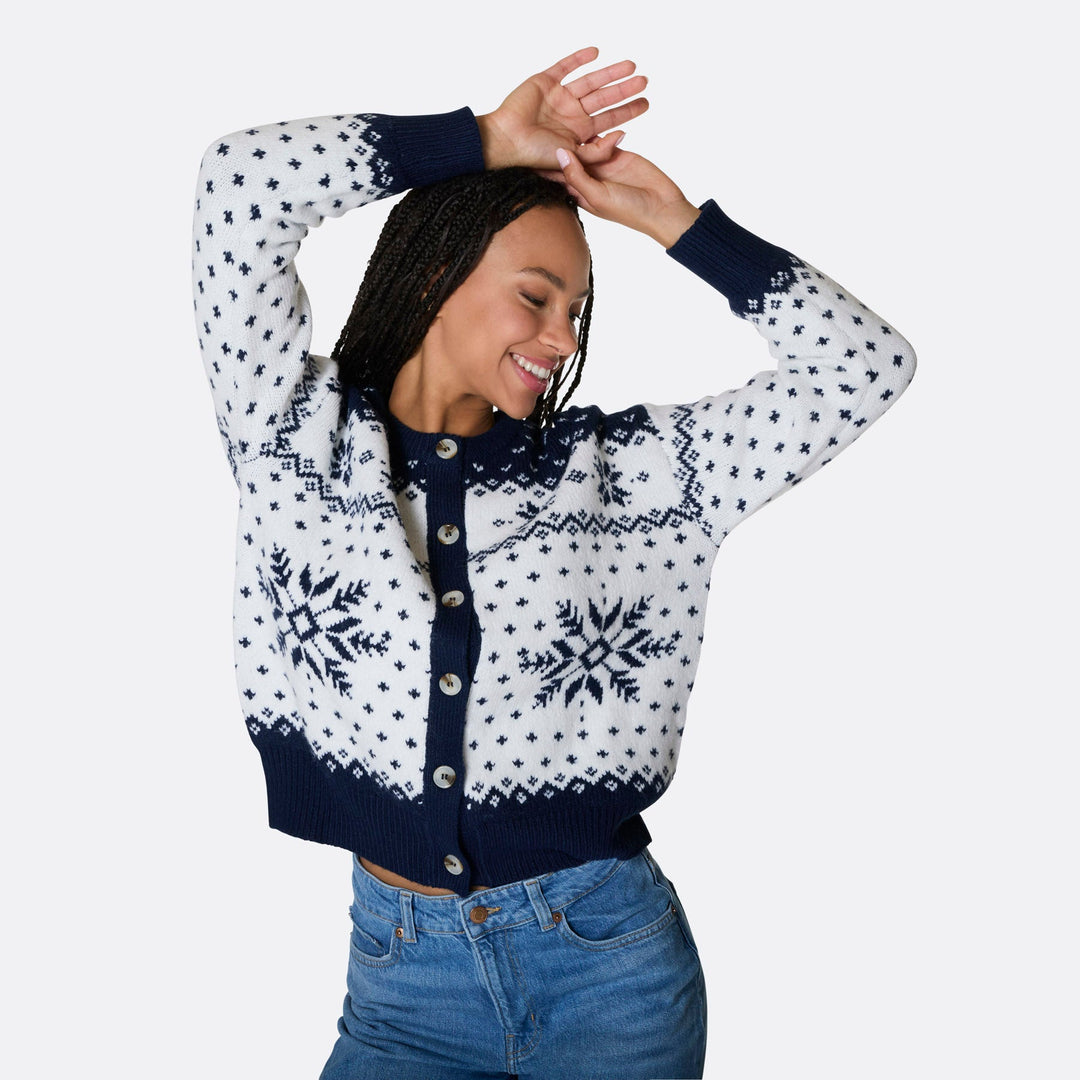 Women's Blue Christmas Cardigan
