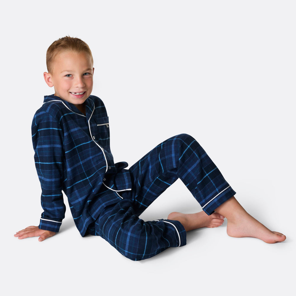 Kids' Blue Flannel Christmas Pyjamas