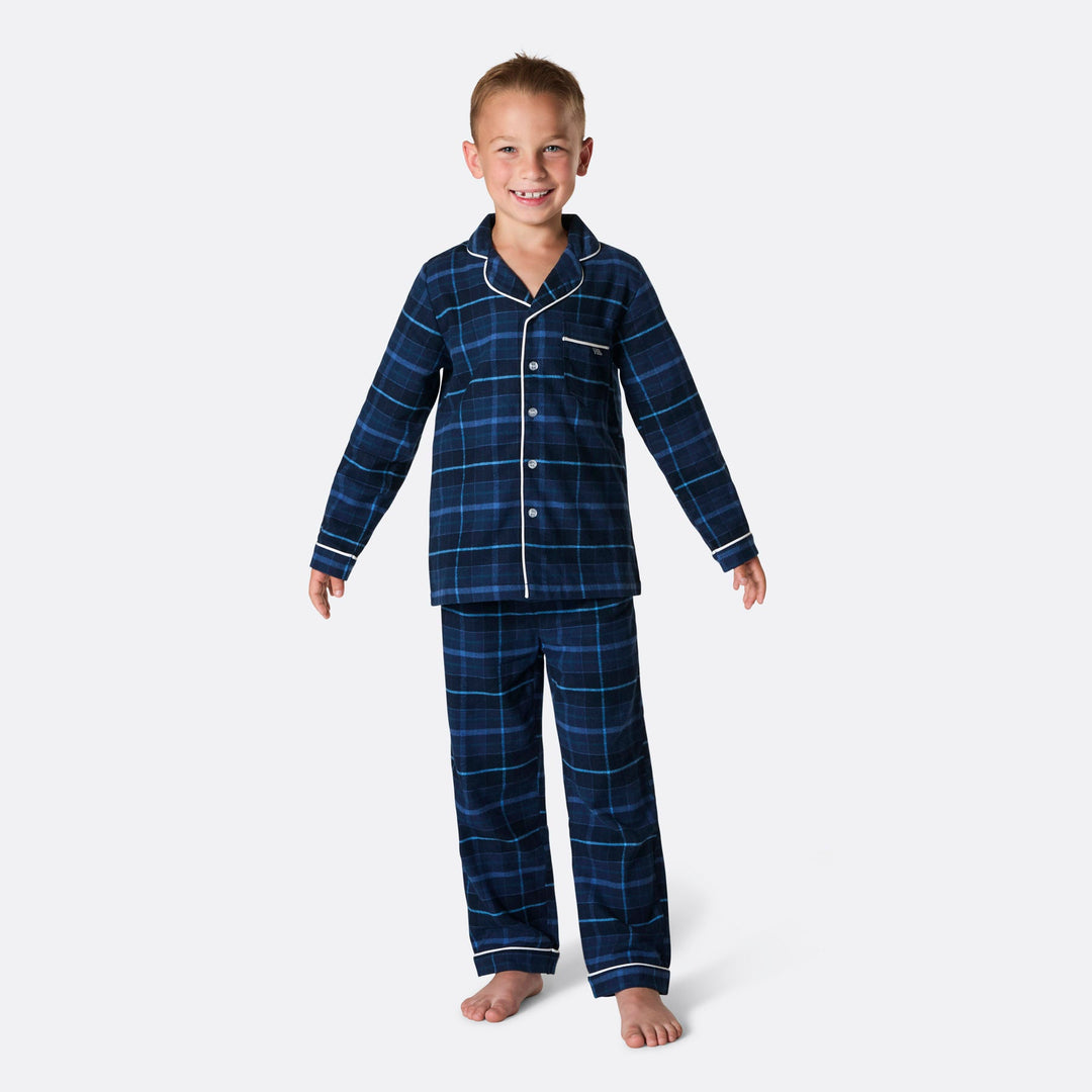 Kids' Blue Flannel Christmas Pyjamas
