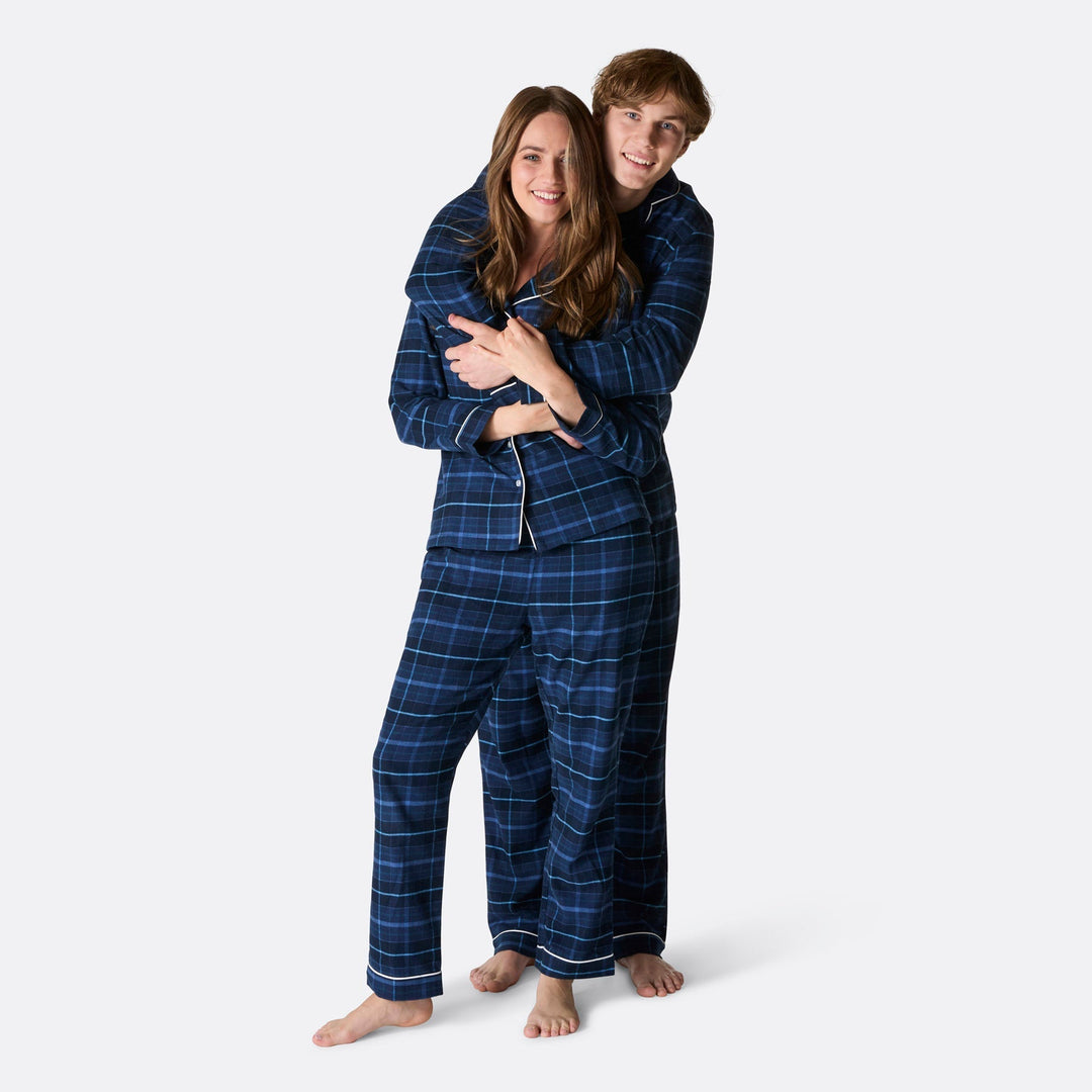 Blue Flannel Christmas Pyjamas Family