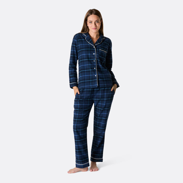 Women's Blue Flannel Christmas Pyjamas