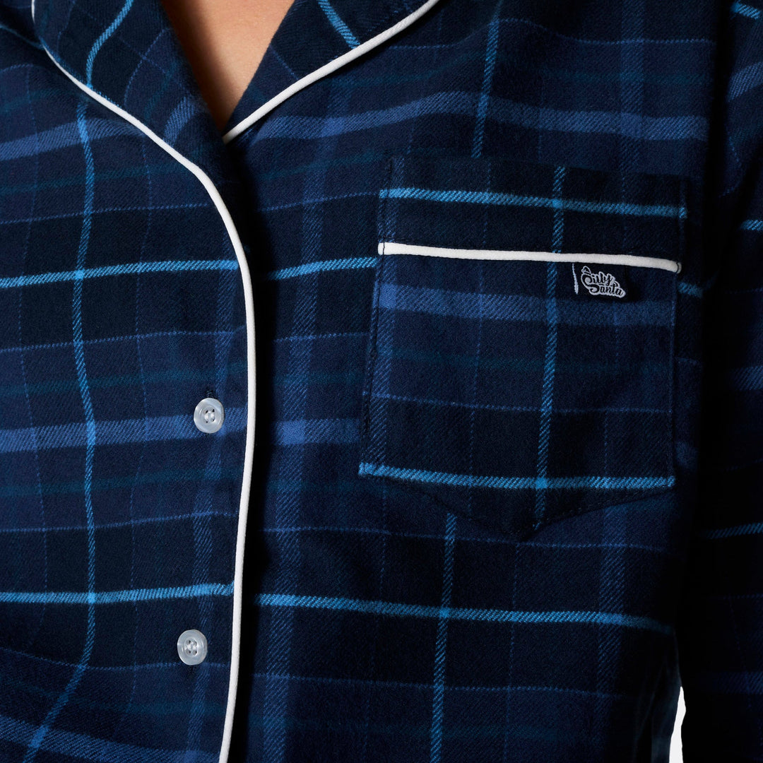 Women's Blue Flannel Christmas Pyjamas
