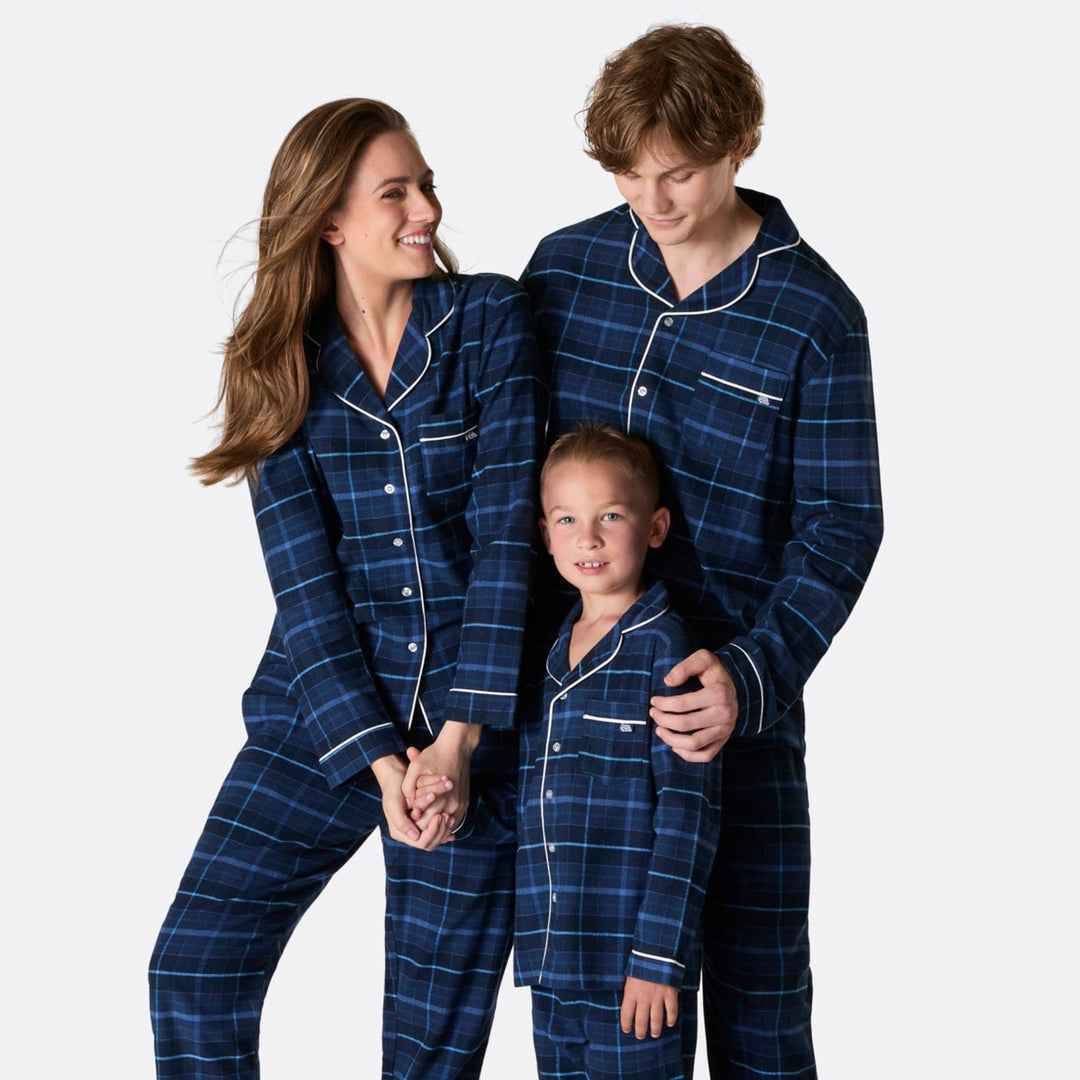 Blue Flannel Christmas Pyjamas Family
