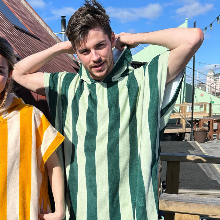 Striped Green Towel Poncho