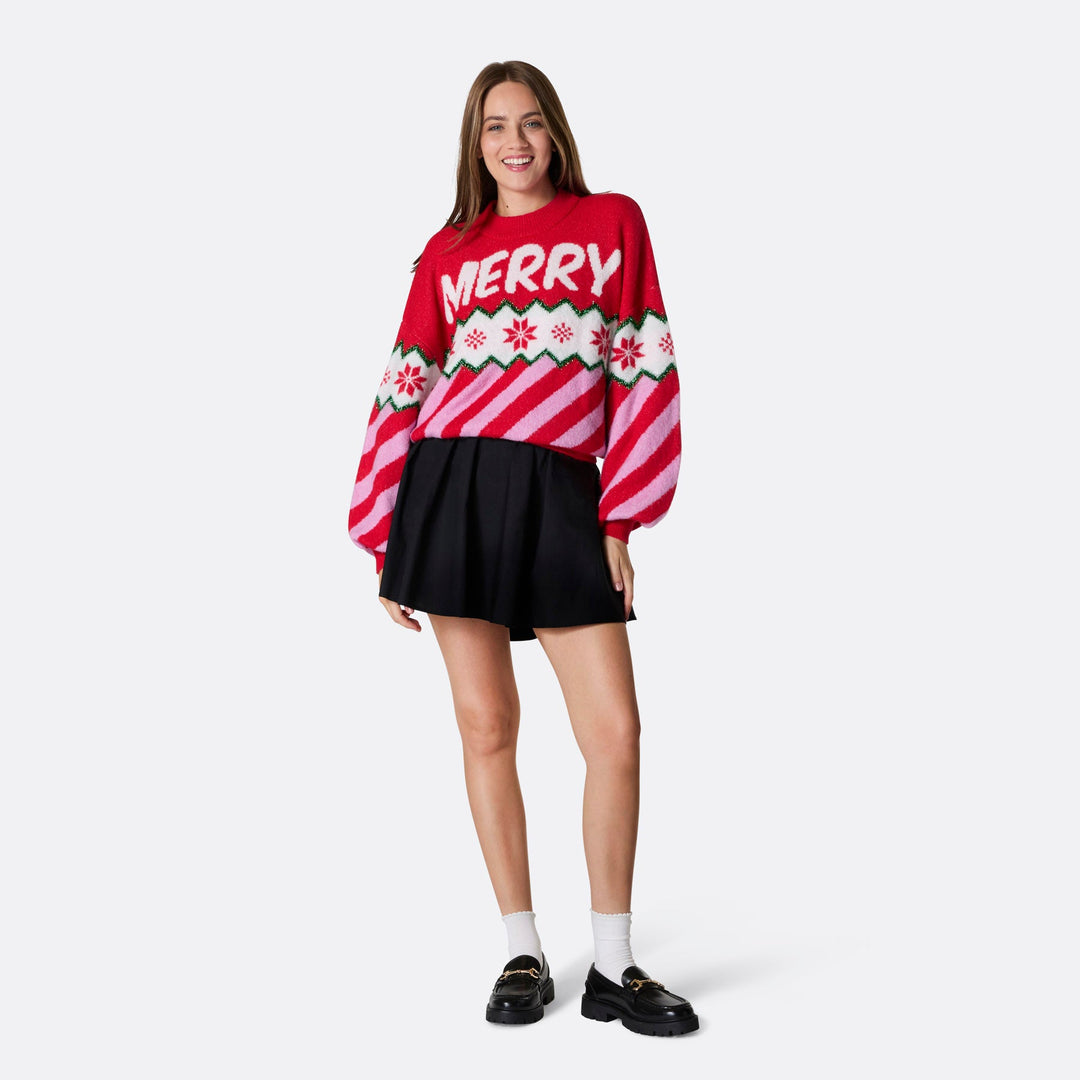 Women's Merry Xmas Oversized Christmas Sweater