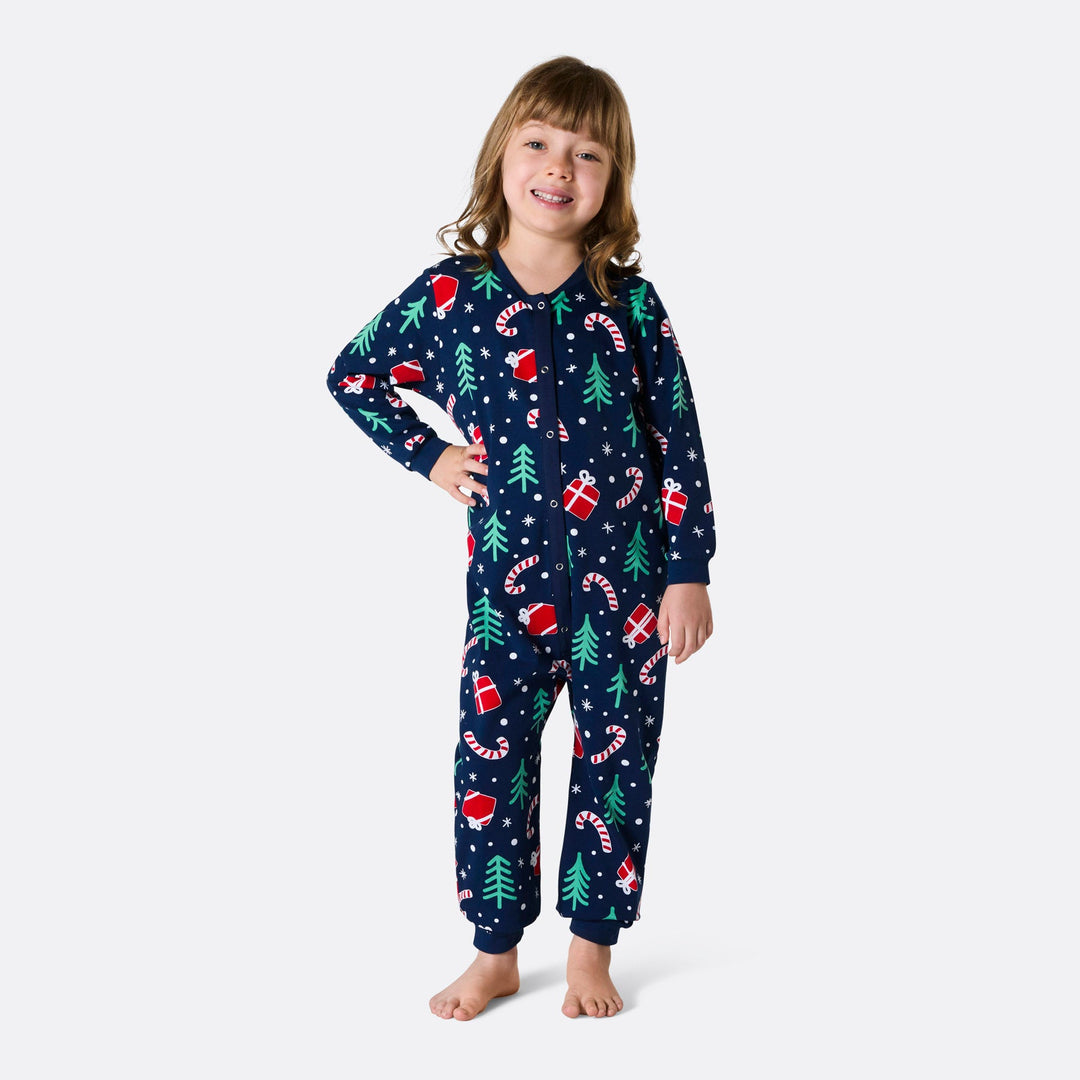 Kids' Blue Christmas Pattern Overall Christmas Pyjamas
