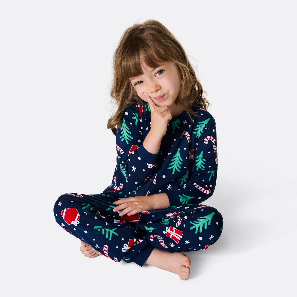 Kids' Blue Christmas Pattern Overall Christmas Pyjamas