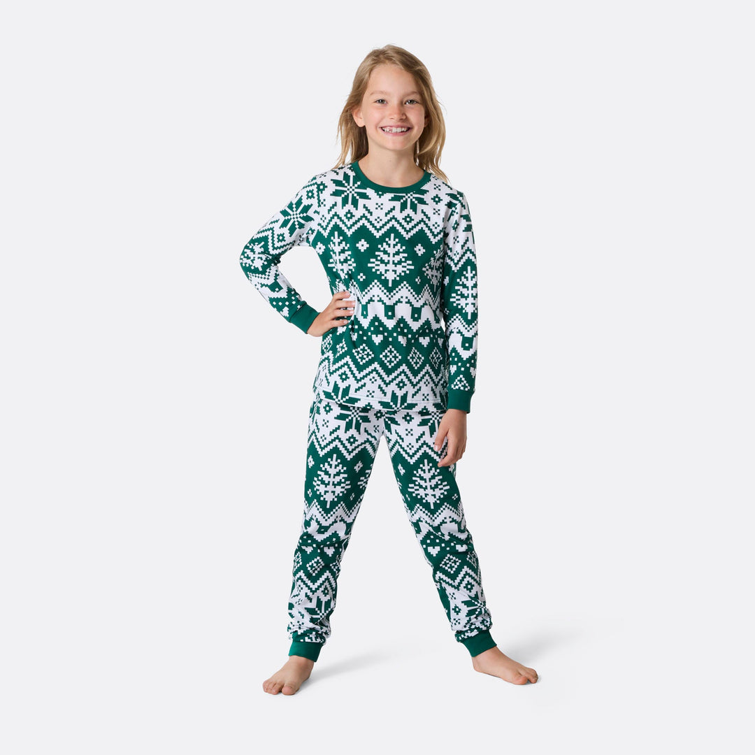 Kids' Green Christmas Knit Christmas Pyjamas