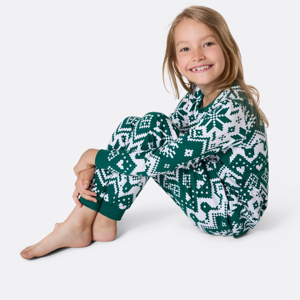 Kids' Green Christmas Knit Christmas Pyjamas