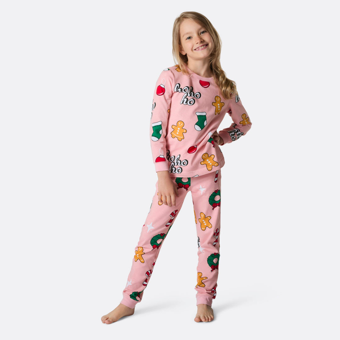 Kids' Pink Hohoho Christmas Pyjamas