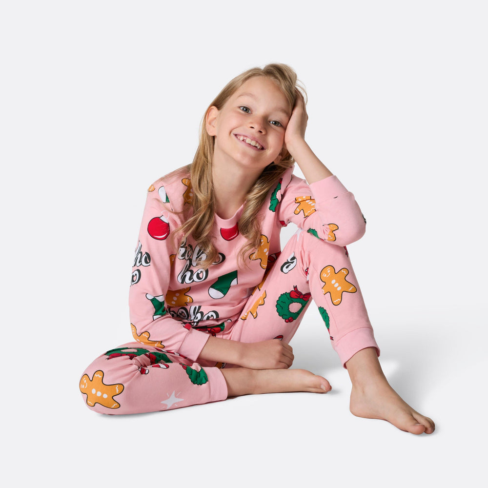Kids' Pink Hohoho Christmas Pyjamas