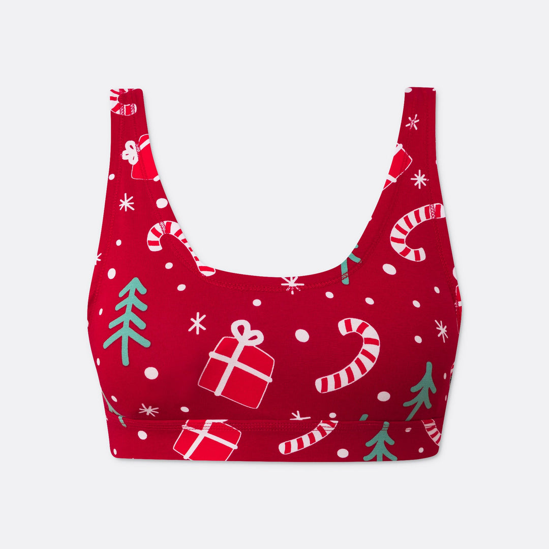 Red Christmas Pattern Sports Bra