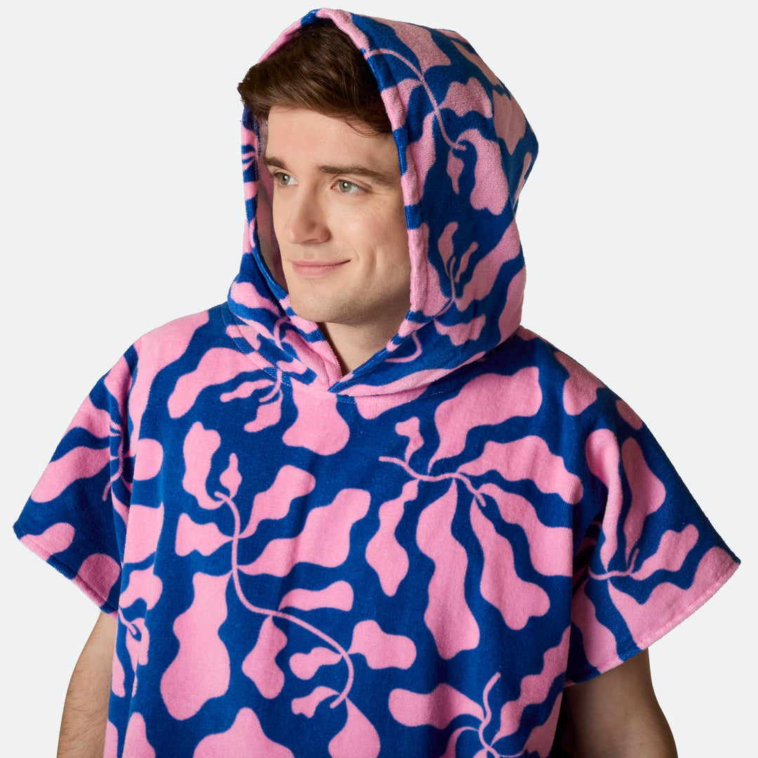 Patterned Blue Towel Poncho