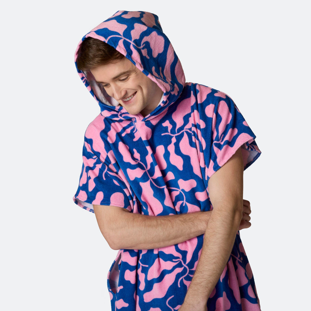 Patterned Blue Towel Poncho