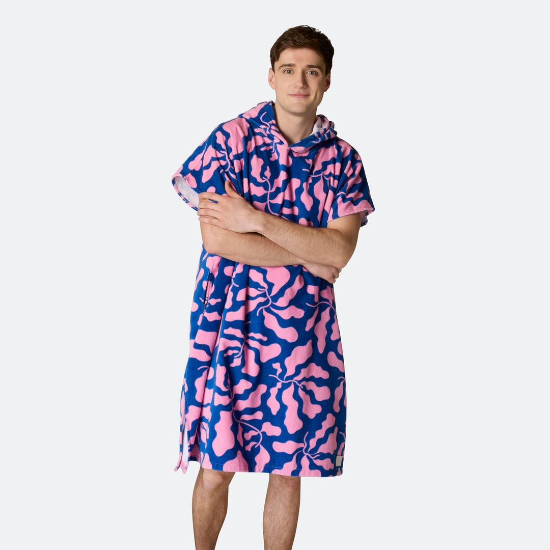 Patterned Blue Towel Poncho