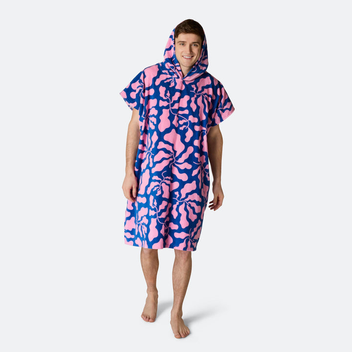 Patterned Blue Towel Poncho