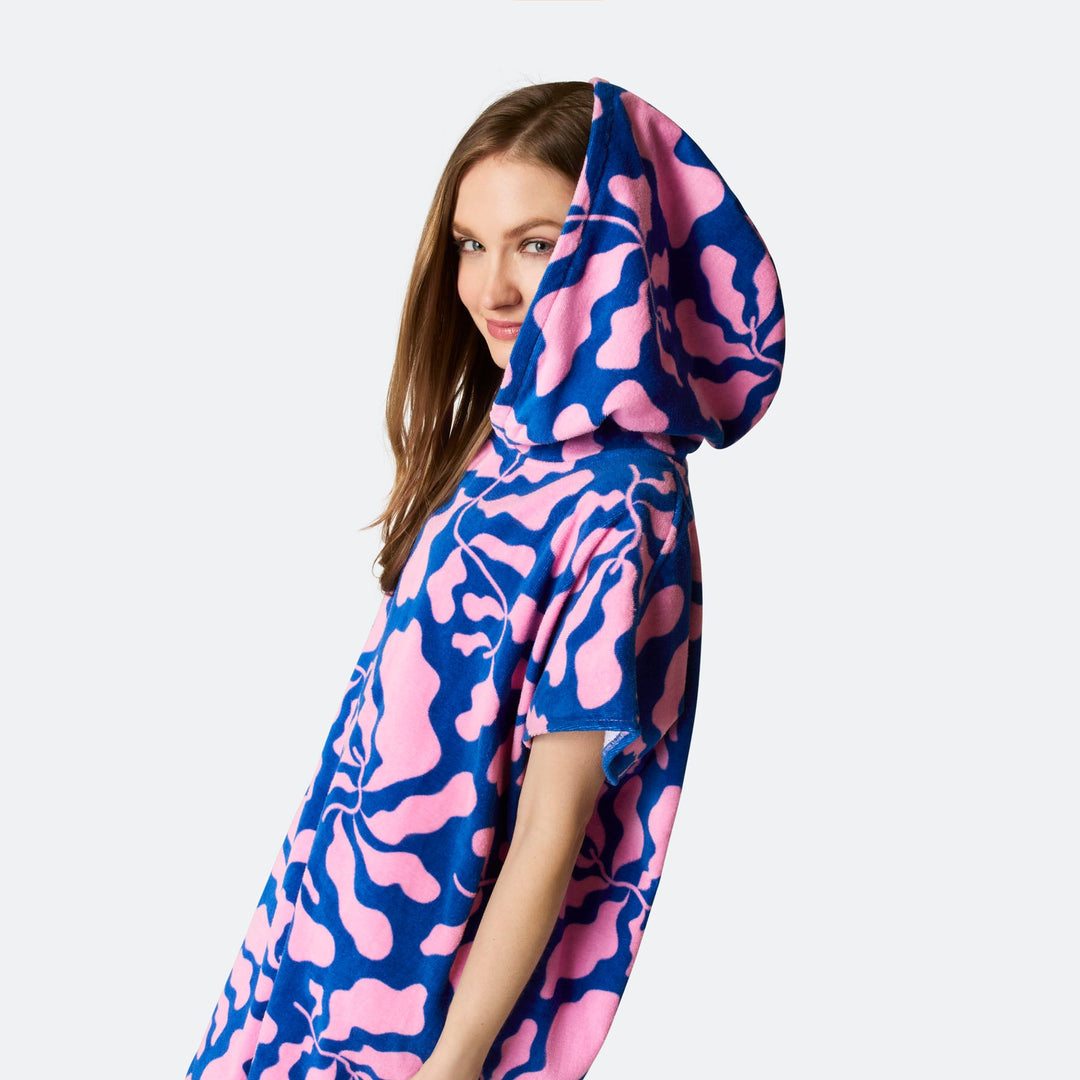 Patterned Blue Towel Poncho