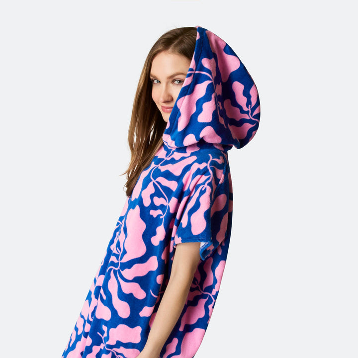Patterned Blue Towel Poncho