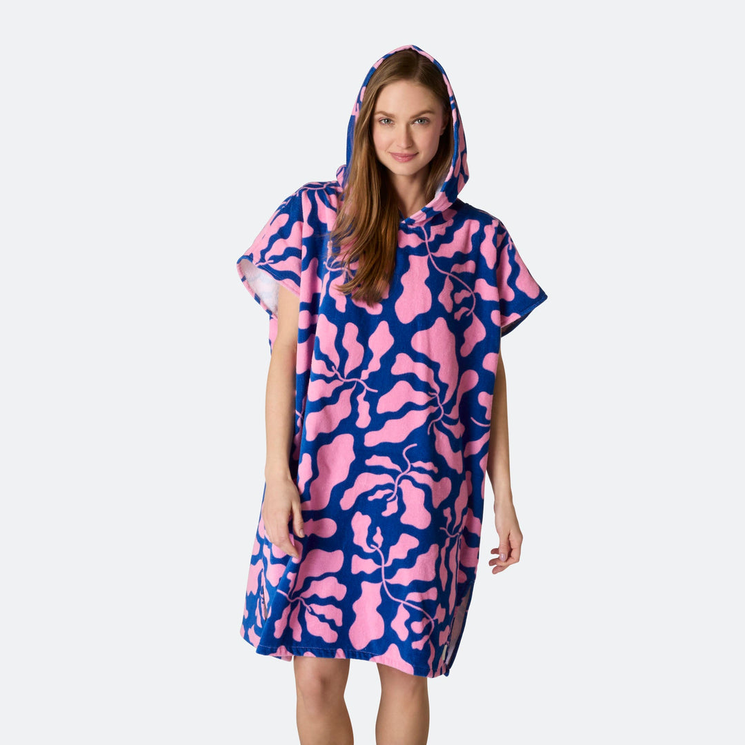 Patterned Blue Towel Poncho