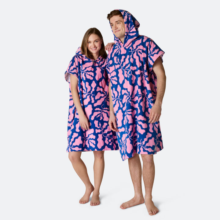 Patterned Blue Towel Poncho