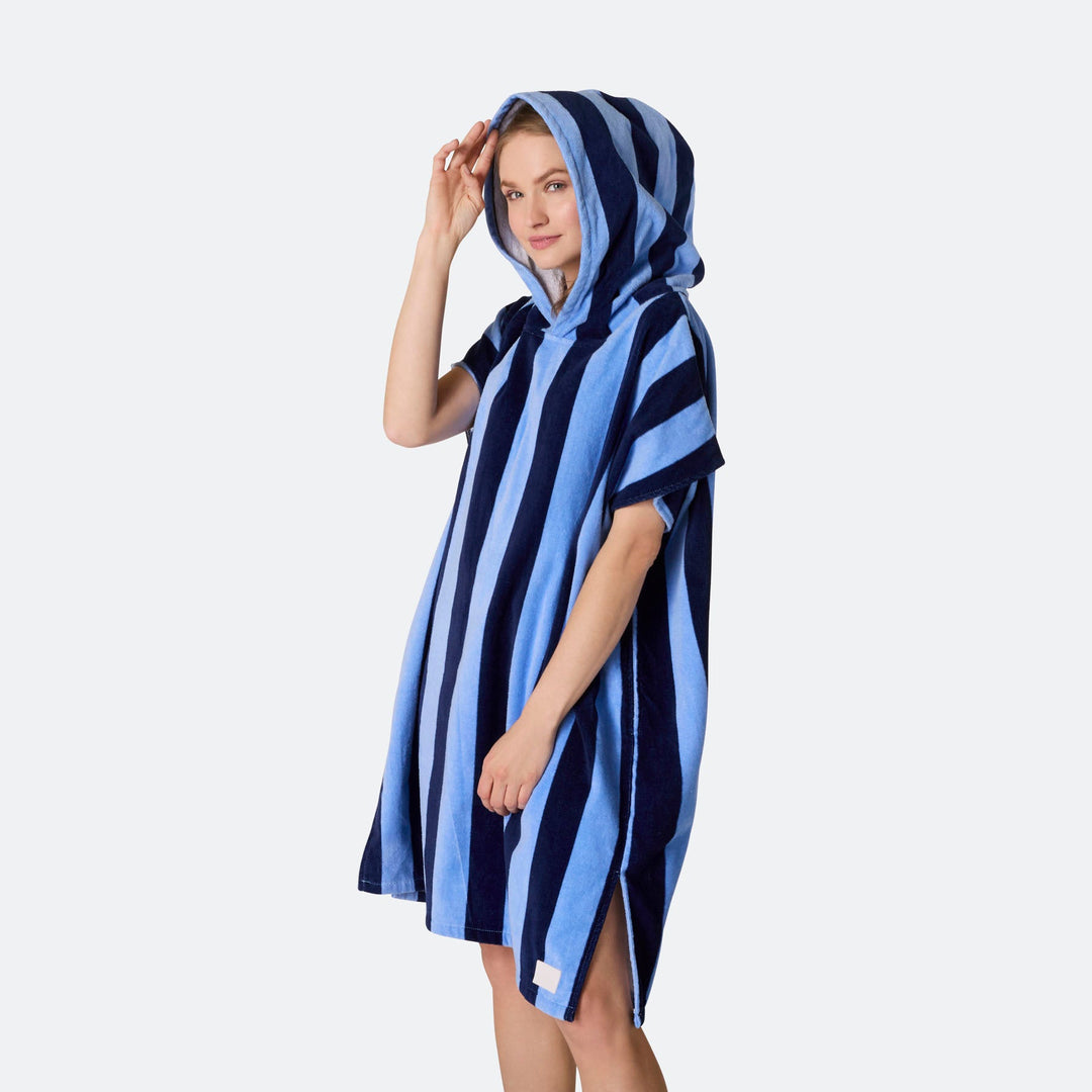 Striped Blue Towel Poncho