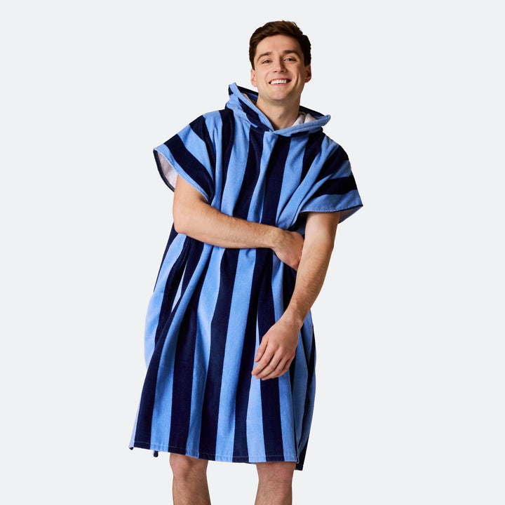 Striped Blue Towel Poncho