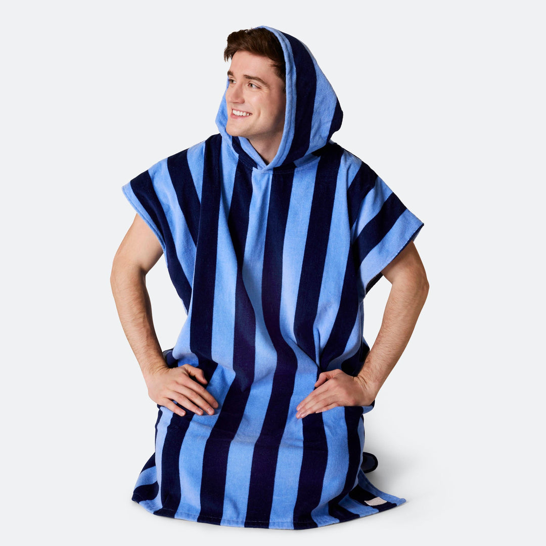 Striped Blue Towel Poncho