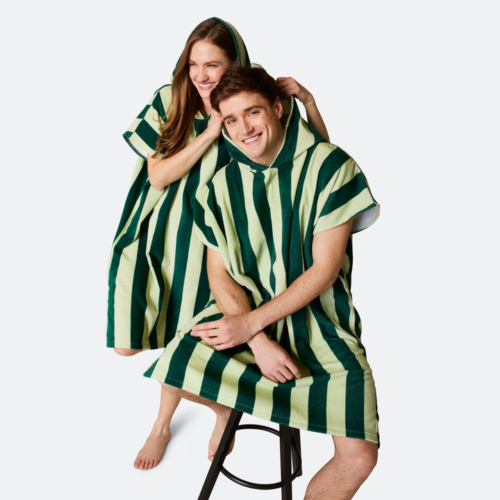 Striped Green Towel Poncho