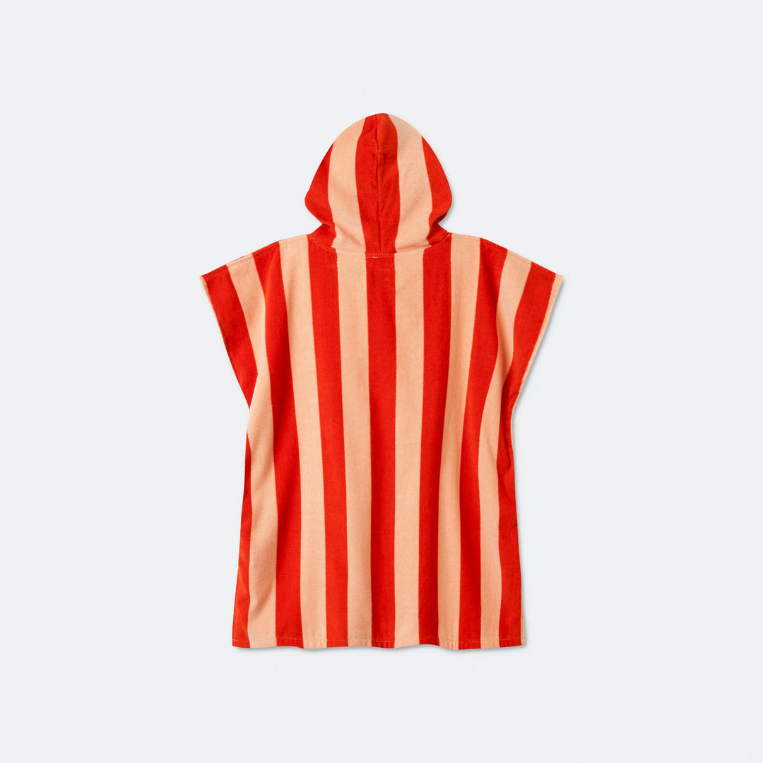 Kids' Striped Red Towel Poncho