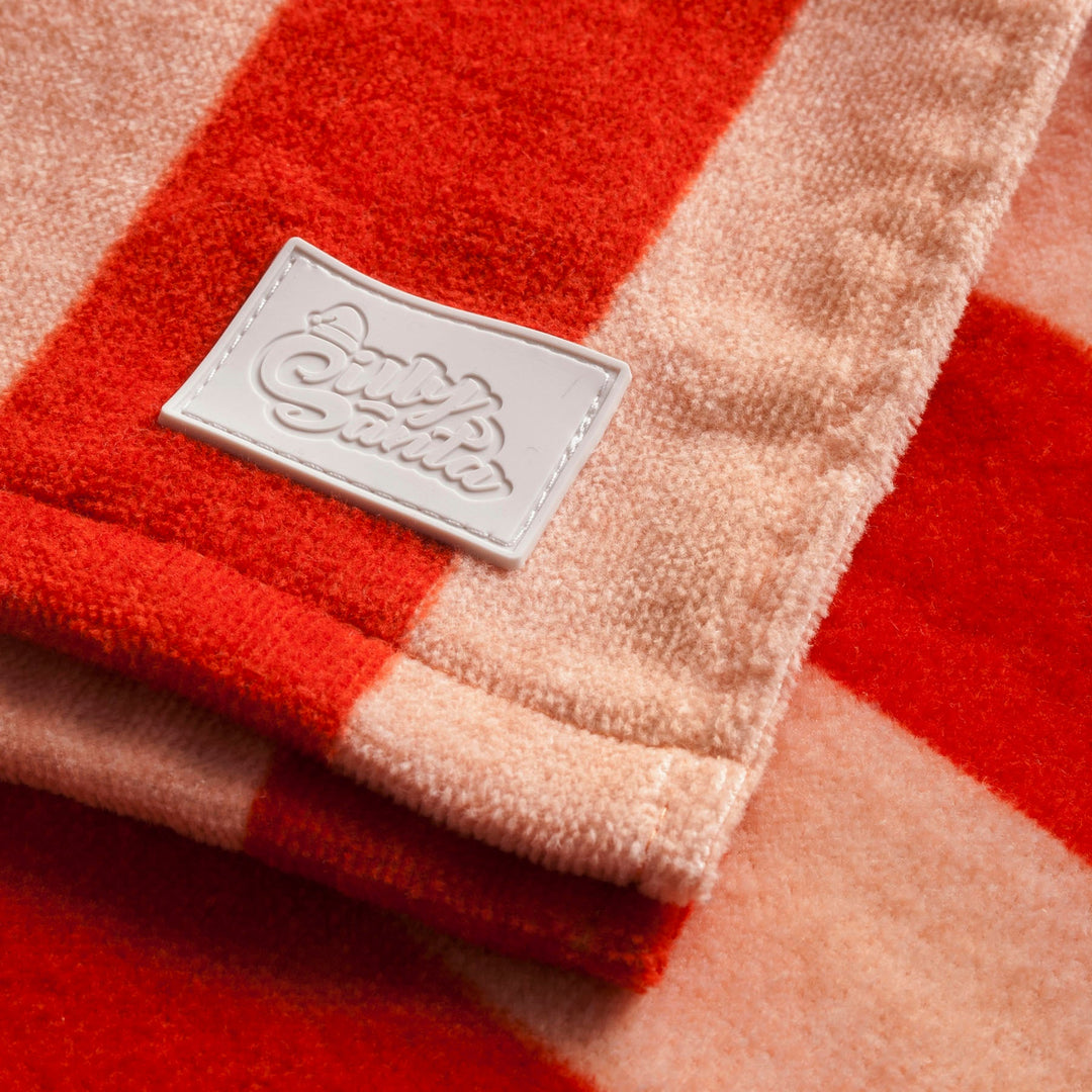 Kids' Striped Red Towel Poncho