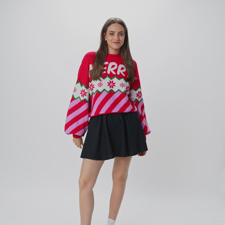 Women's Merry Xmas Oversized Christmas Sweater
