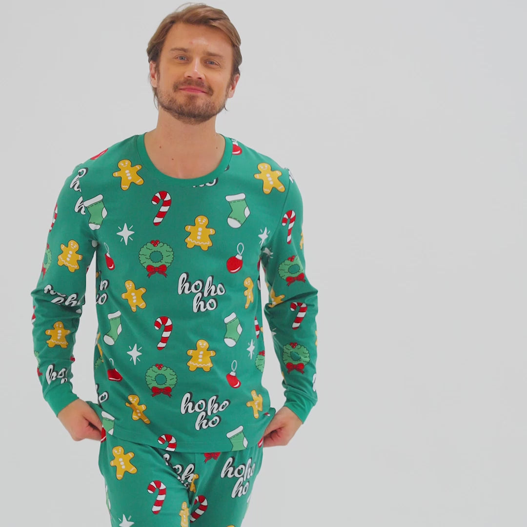 Men's Green Hohoho Christmas Pyjamas