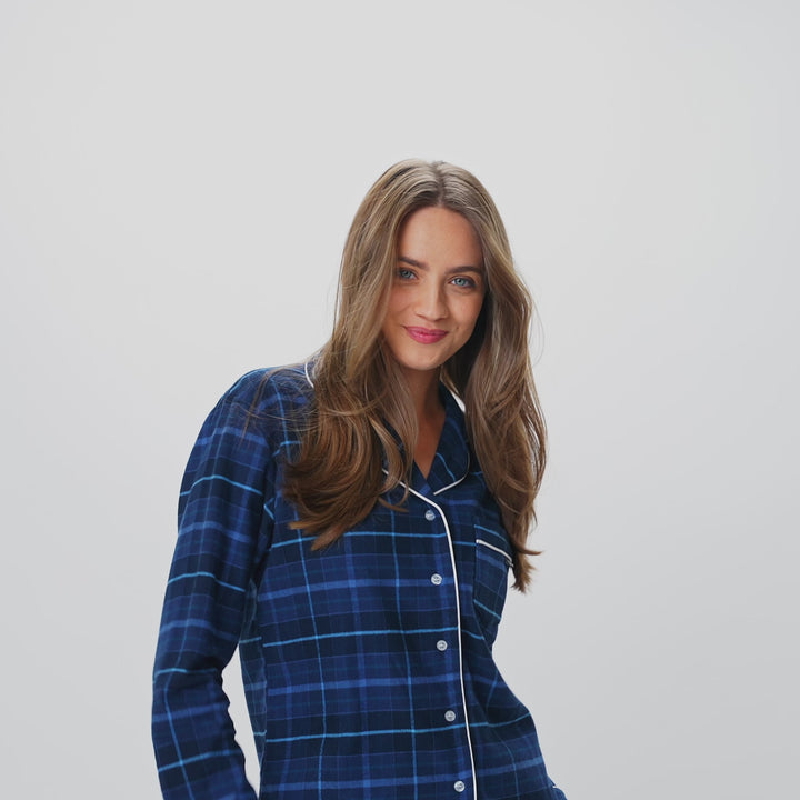 Women's Blue Flannel Christmas Pyjamas