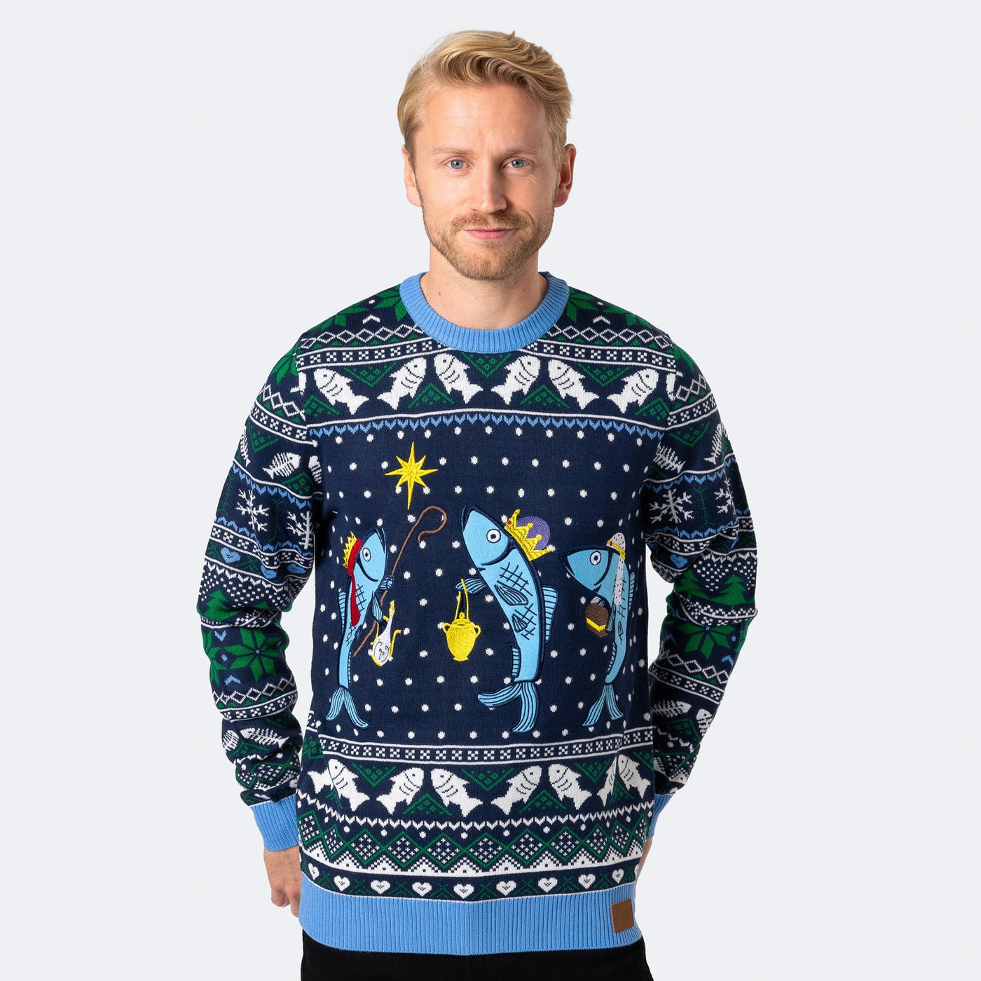 Men's Three Wise Fish Christmas Sweater