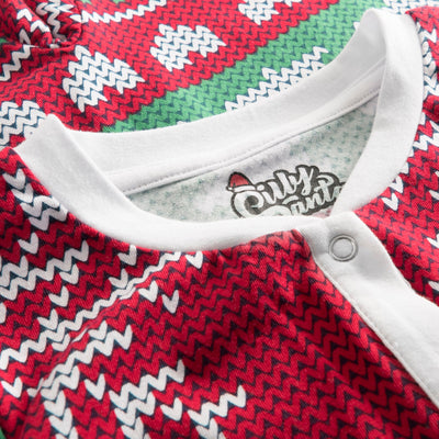 Kids' Red Knit Print Overall Christmas Pyjamas