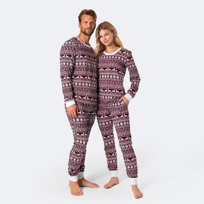 Men's Burgunder Winter Pattern Pyjamas