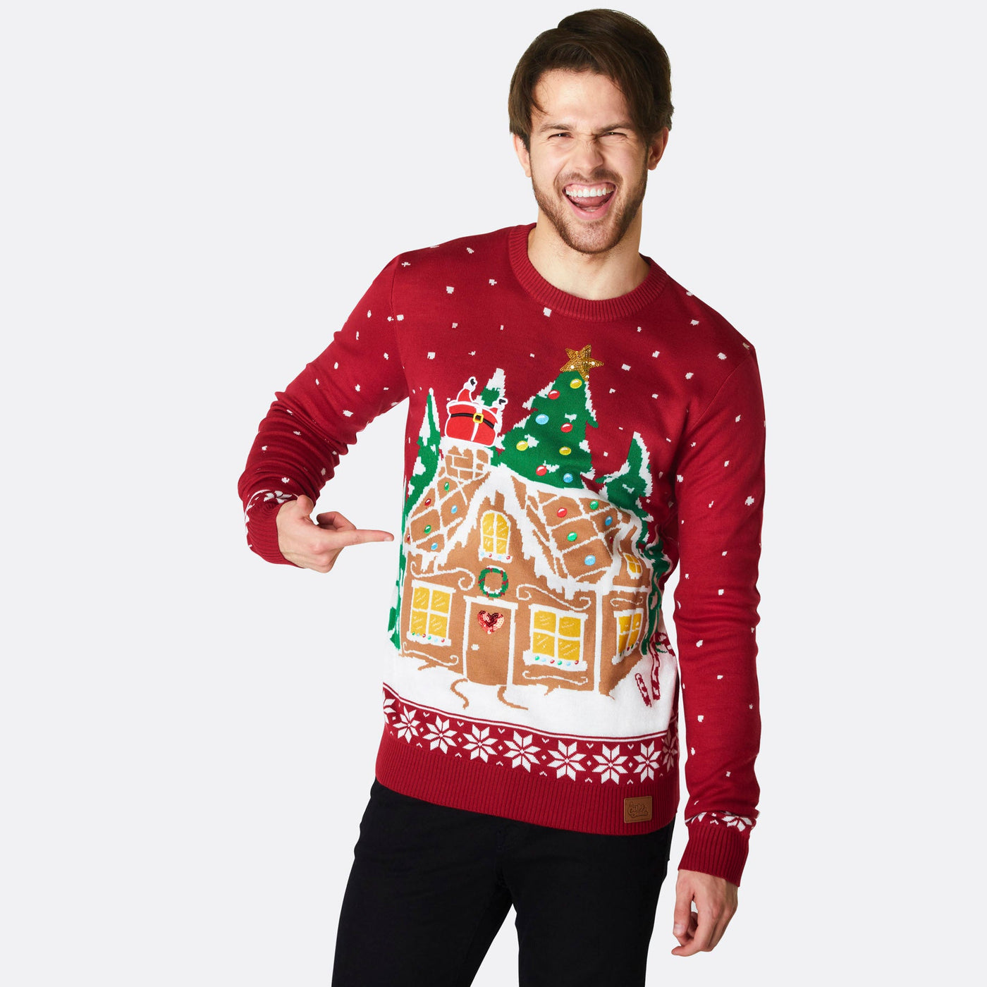 Men's Gingerbread House Christmas Sweater