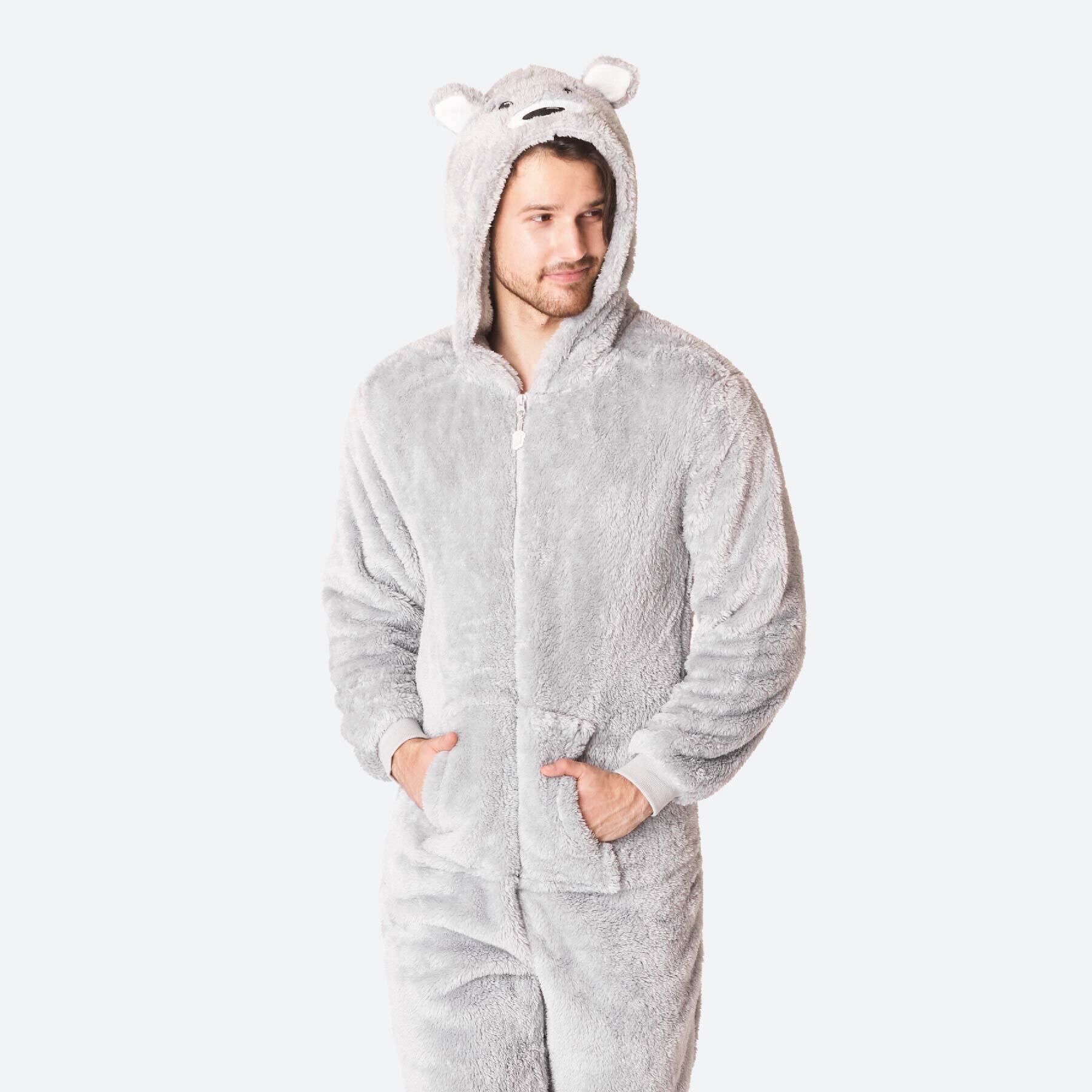 Men's Grey Teddy Bear Onesie Europe's largest selection SillySanta
