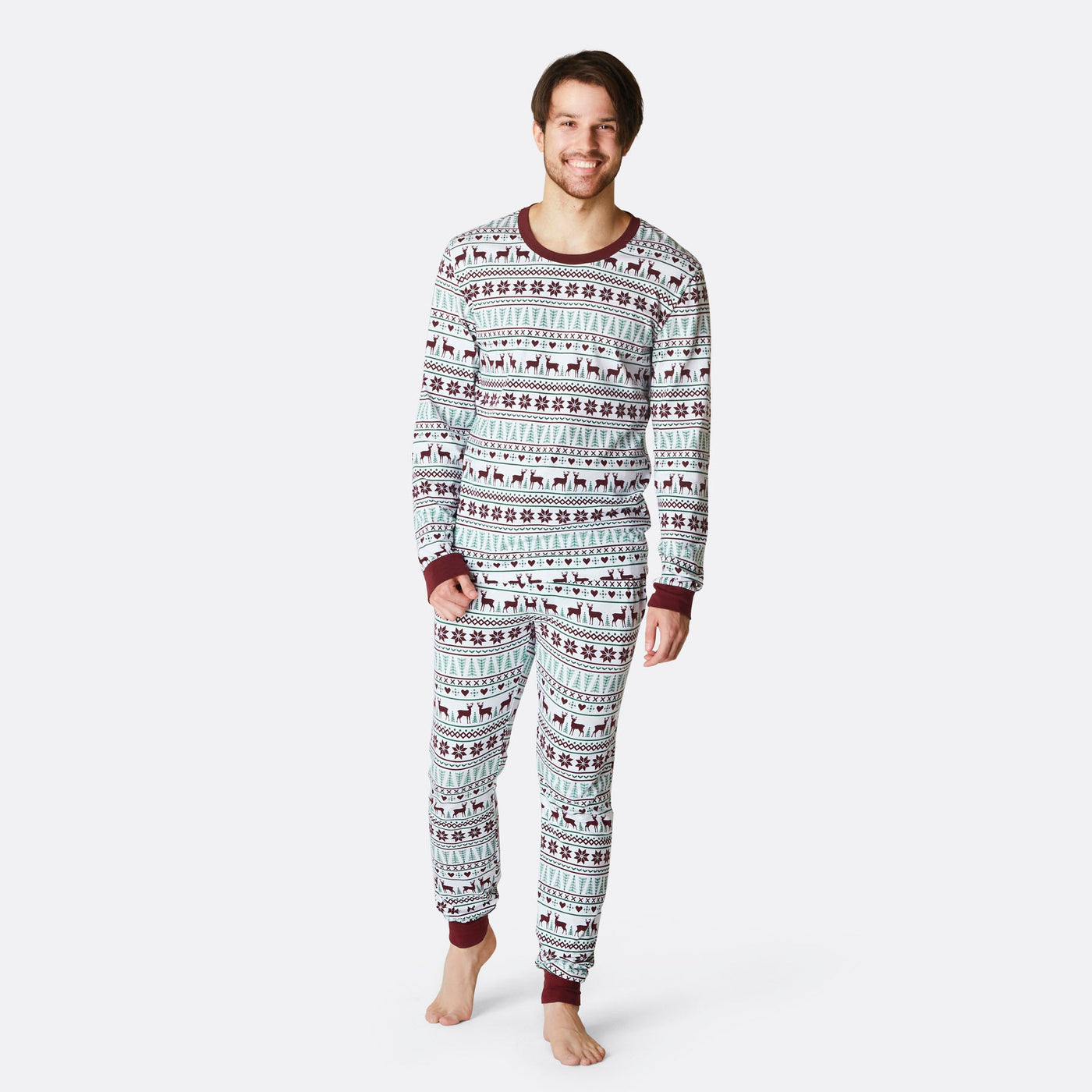 Men's White Winter Pattern Pyjamas