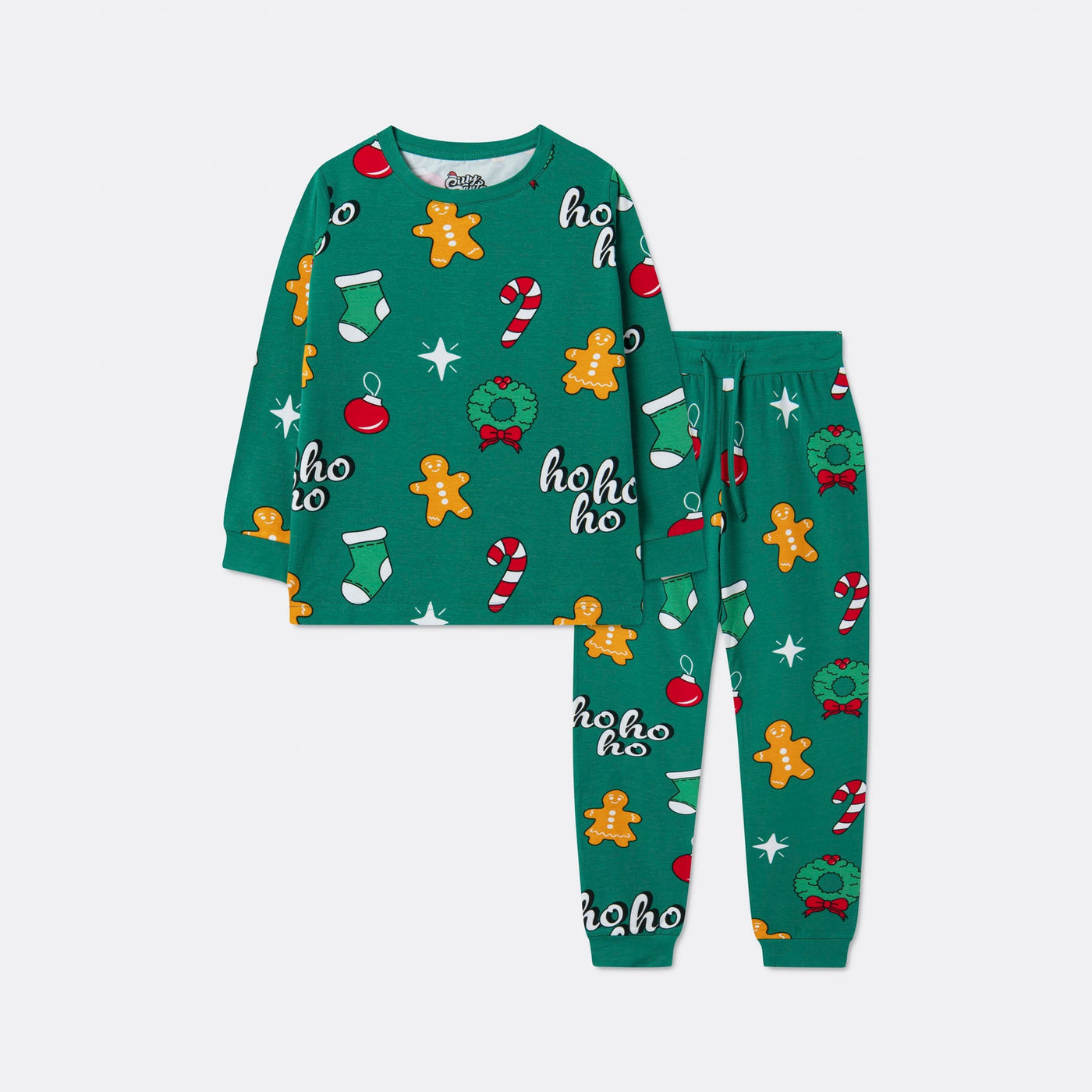 Kids' Green Hohoho Christmas Pyjamas