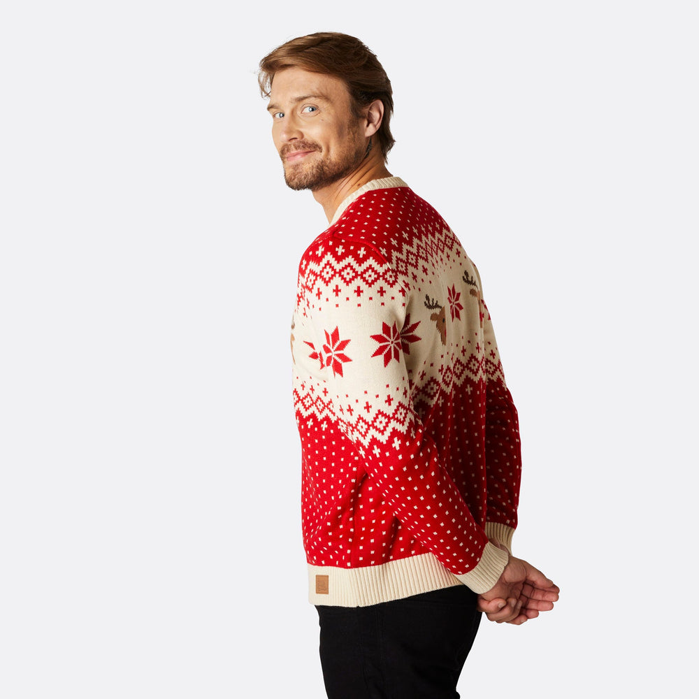 Men's Retro Reindeer Red Christmas Sweater