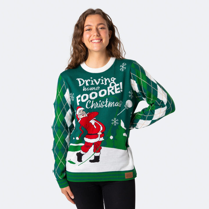 Women's Santa Golfer Christmas Sweater