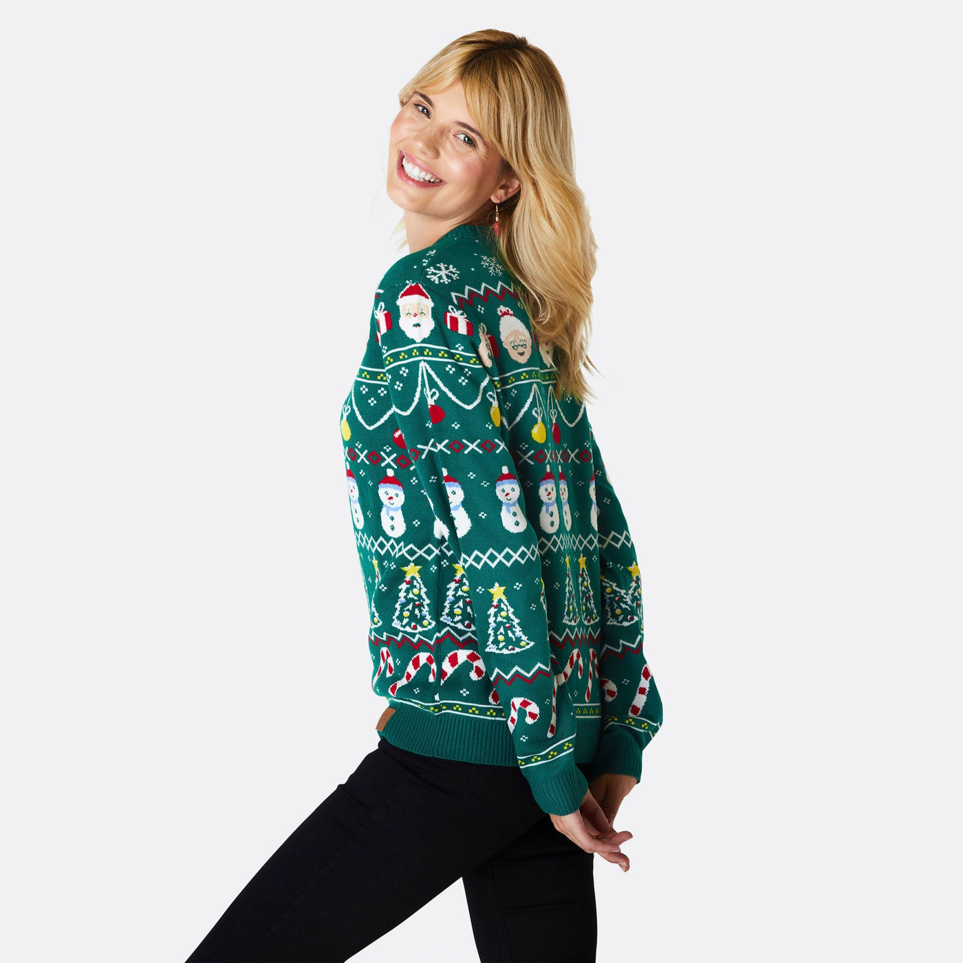 Women's Striped Green Christmas Sweater