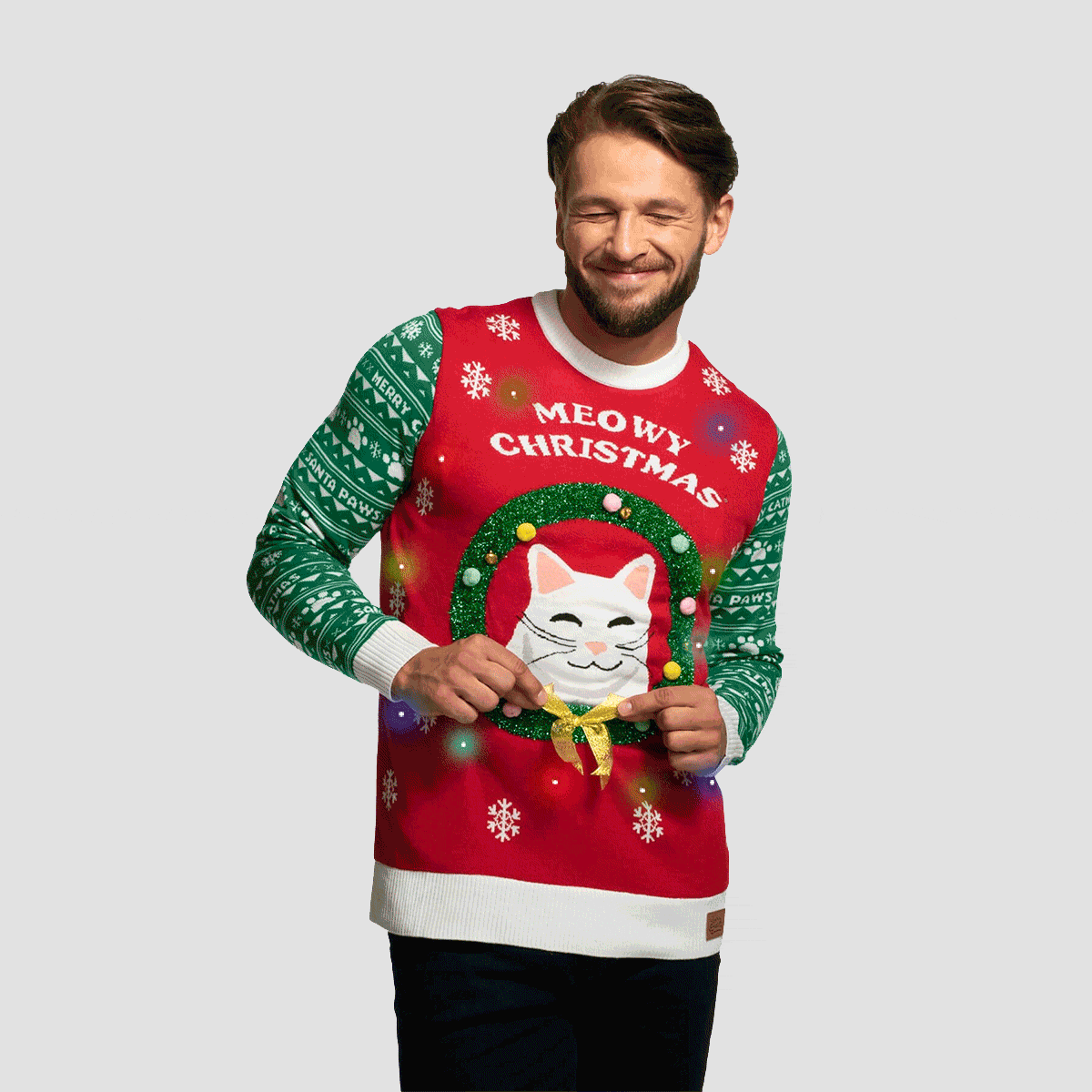 Meowy christmas light up sweater outlet