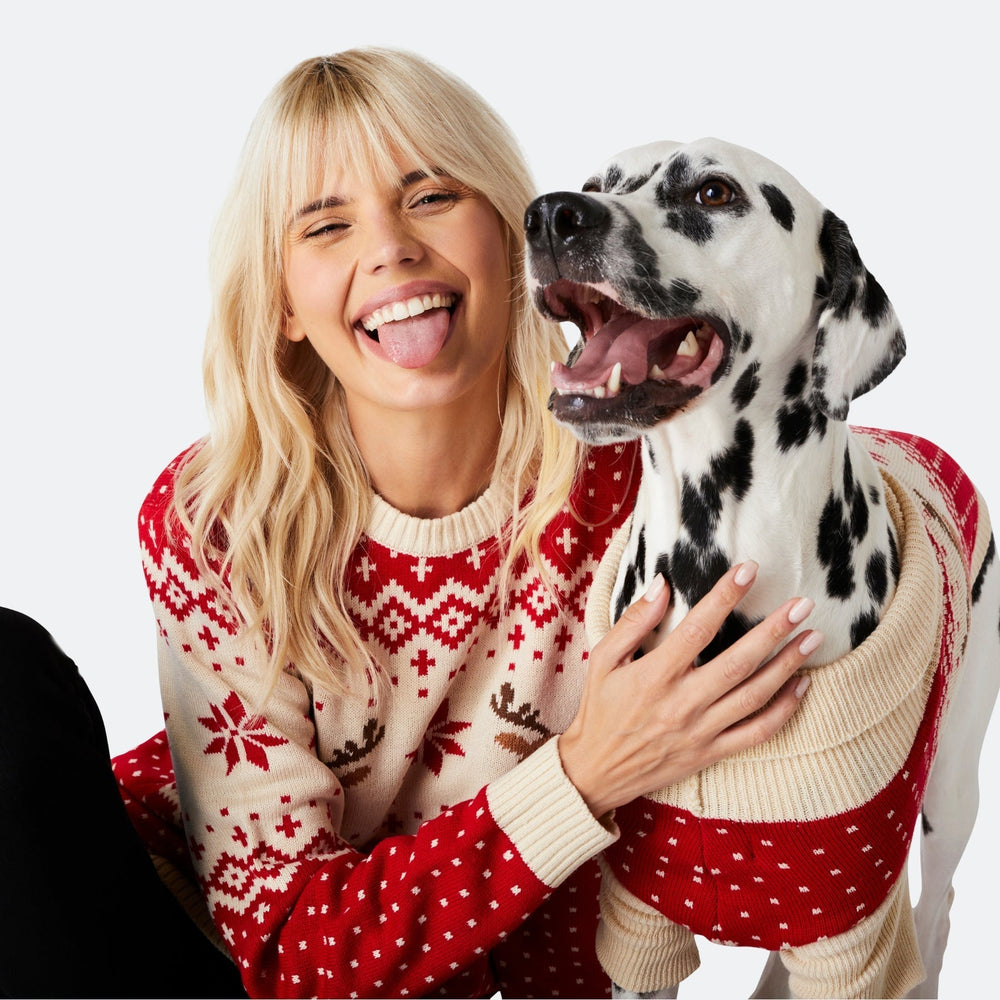 Dogs' Red Retro Reindeer Christmas Sweater