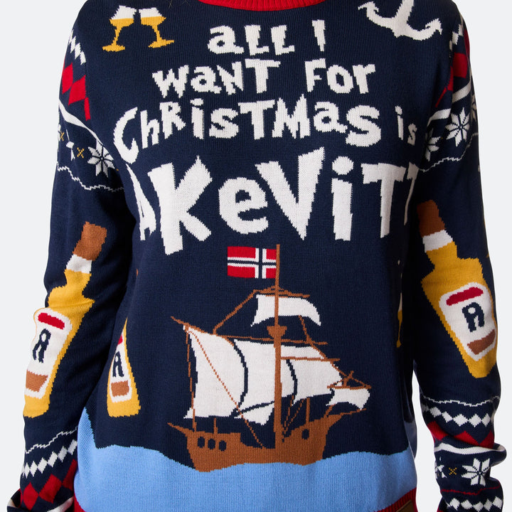 Men's All I Want for Christmas is Aquavit Christmas Sweater