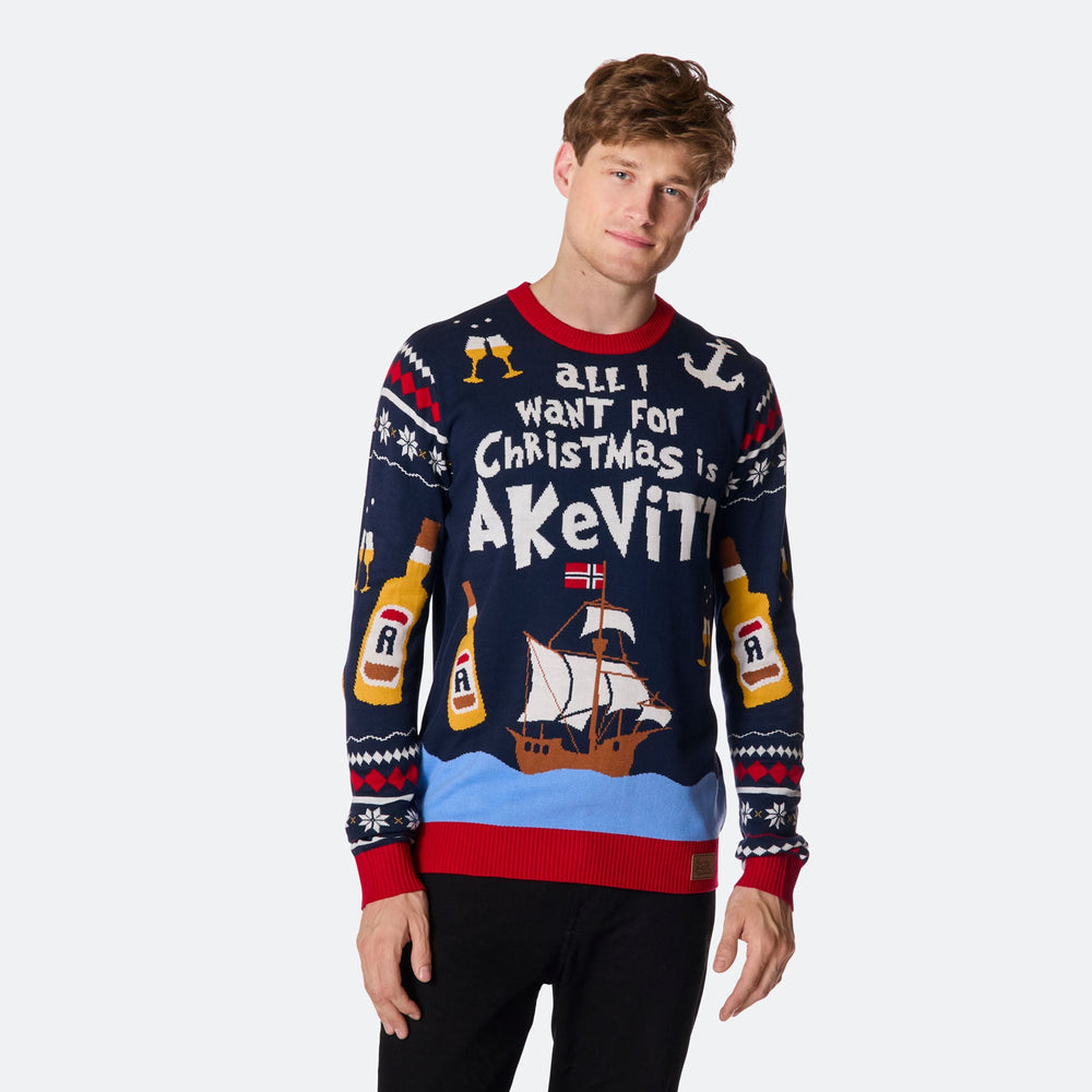 Men's All I Want for Christmas is Aquavit Christmas Sweater