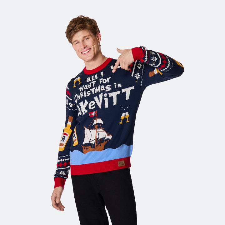 Men's All I Want for Christmas is Aquavit Christmas Sweater