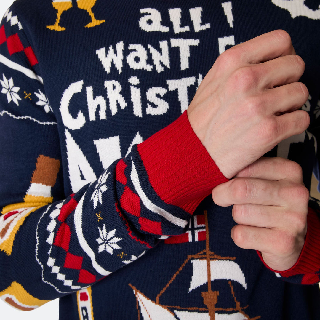 Men's All I Want for Christmas is Aquavit Christmas Sweater